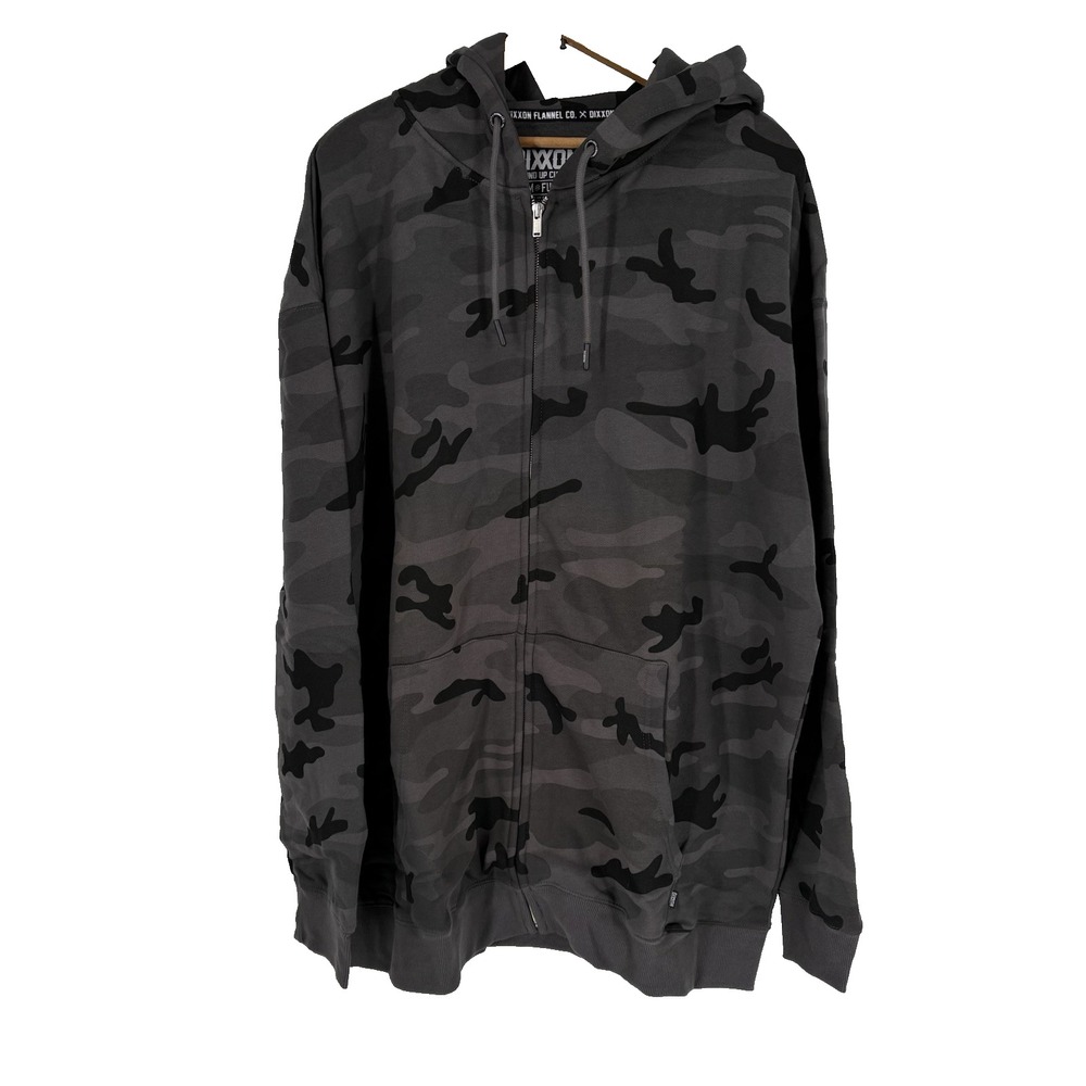 Dixxon Flannel  Mens Full Zip Hooded Sweatshirt‎ 3XL Gray Camo Streetwear Retro